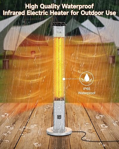 Miniatura 7 de Calentador eléctrico para exteriores para patio, calentador de espacio grande de 48.5 pulgadas con IP65 impermeable, 1500 W, 3 modos de calefacción,
