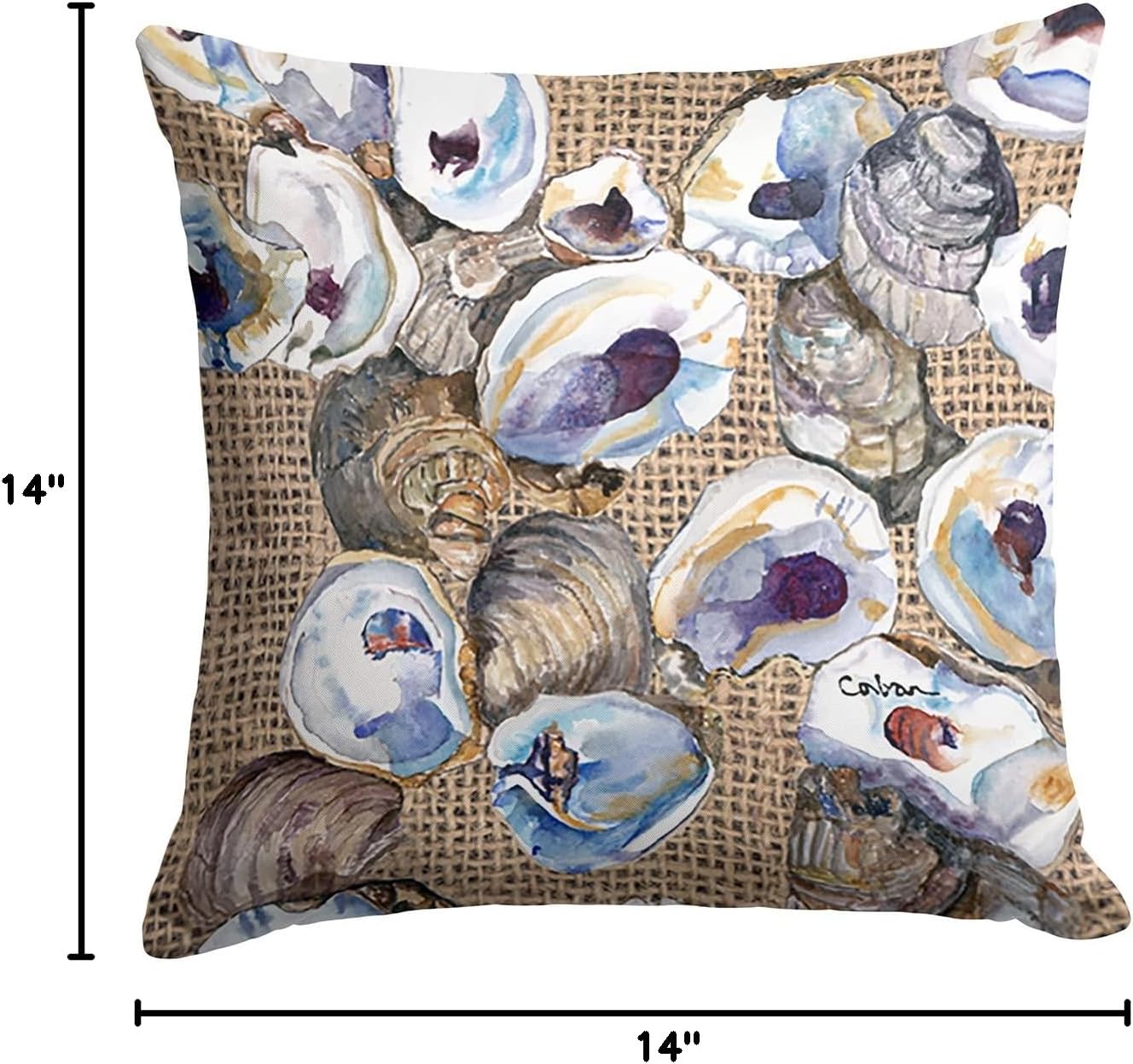 Caroline's Treasures 8734PW1414 Oyster Fabric Decorative Pillow Machine Washable, Indoor Outdoor Decorative Pillow for Couch, Bed or Patio, 14Hx14W