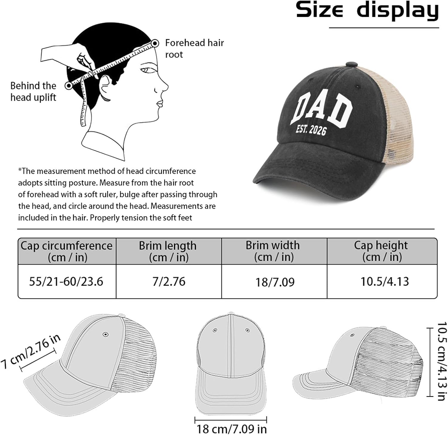 Dad Est 2026 Hat Trucker Hat for Women Dad Hat Funny Gifts - Image 3