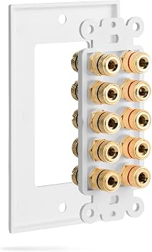 Fosmon Five Speaker Home Theater Banana Binding Post Coupler Wall Plate
