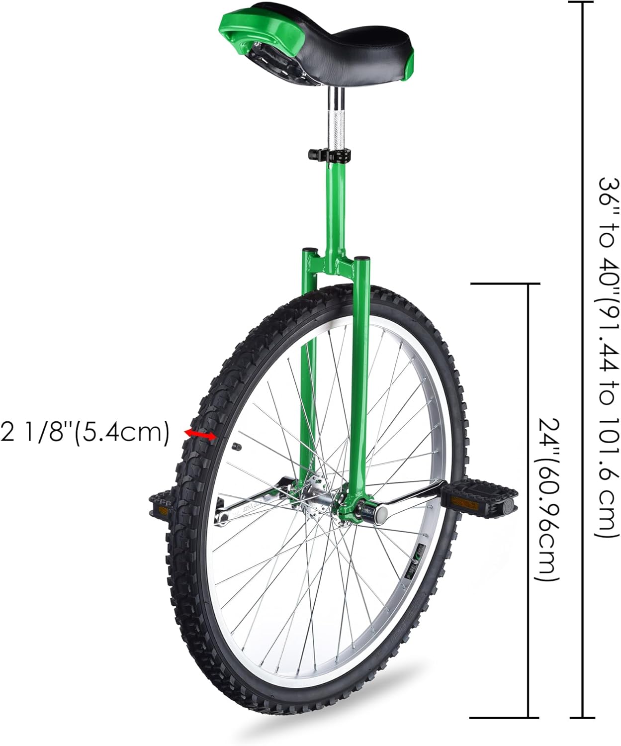 WinSpin 24" Inch Wheel Unicycle Leakproof Butyl Tire Wheel Cycling Outdoor Sports Fitness Exercise Health Green
