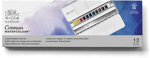 Vista 108 de Winsor & Newton - Cotman - Juego de acuarelas, 12 medias pastillas y pincel Juego de 6 tubos 0.3 fl oz