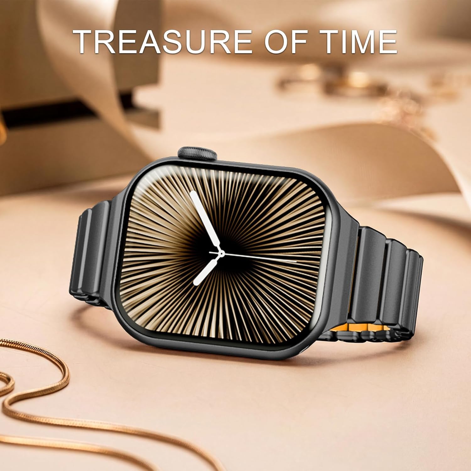 Magnetic Slim Metal Band Compatible with Apple Watch Bands for Women Series 11 10 46mm 45mm 44mm 42mm SE 9 8 7 6 5 4 38mm 40mm 41mm 3/2/1,Luxury Stainless Steel Strap Silicone Link For iwatch