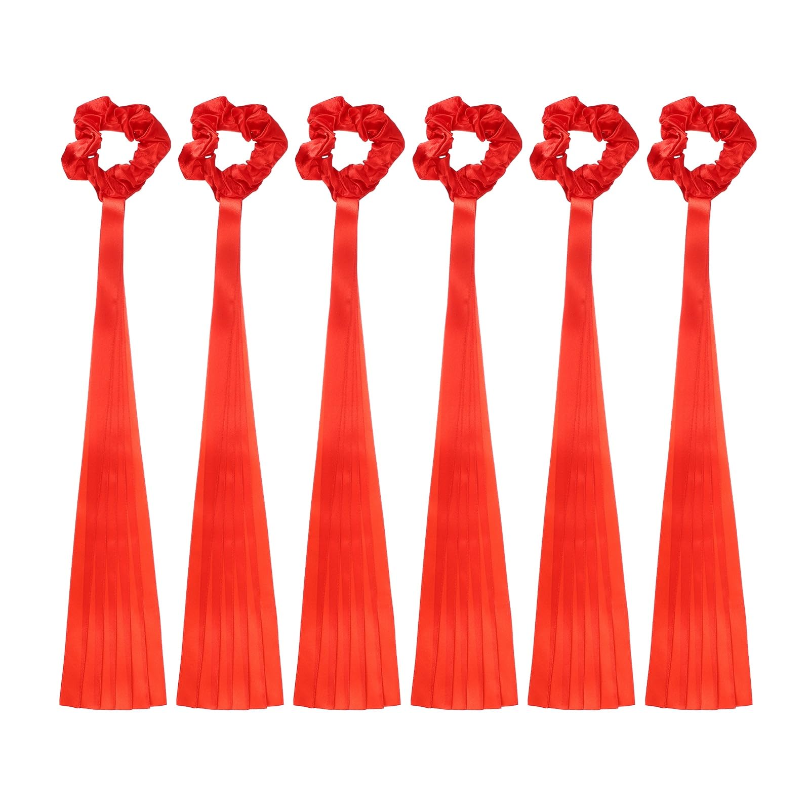 YELARXI Rainbow Dance Ribbons, Rhythm Wrist Streamers Hand Held 6 Pcs & Polyester & Red - Fitting for (Christmas/Valentines/Dancing/Gymnastics/Birthday/Party)