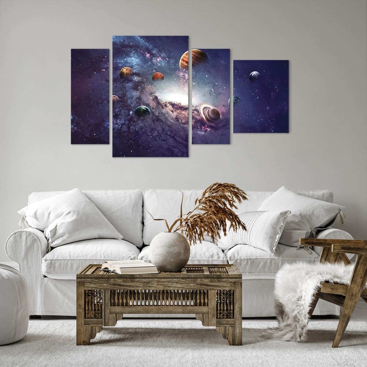 Tableau Panoramique Sur Verre Trempé 125x50 Cm - Cosmos & Planète Terre (bleu) - 5