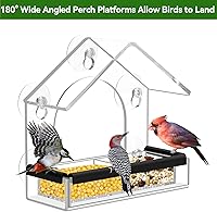 Vista 5 de Comedero de pájaros para ventana transparente con 5 ventosas extra fuertes, comederos de acrílico resistentes y duraderos DY-SKTY para ver pájaros
