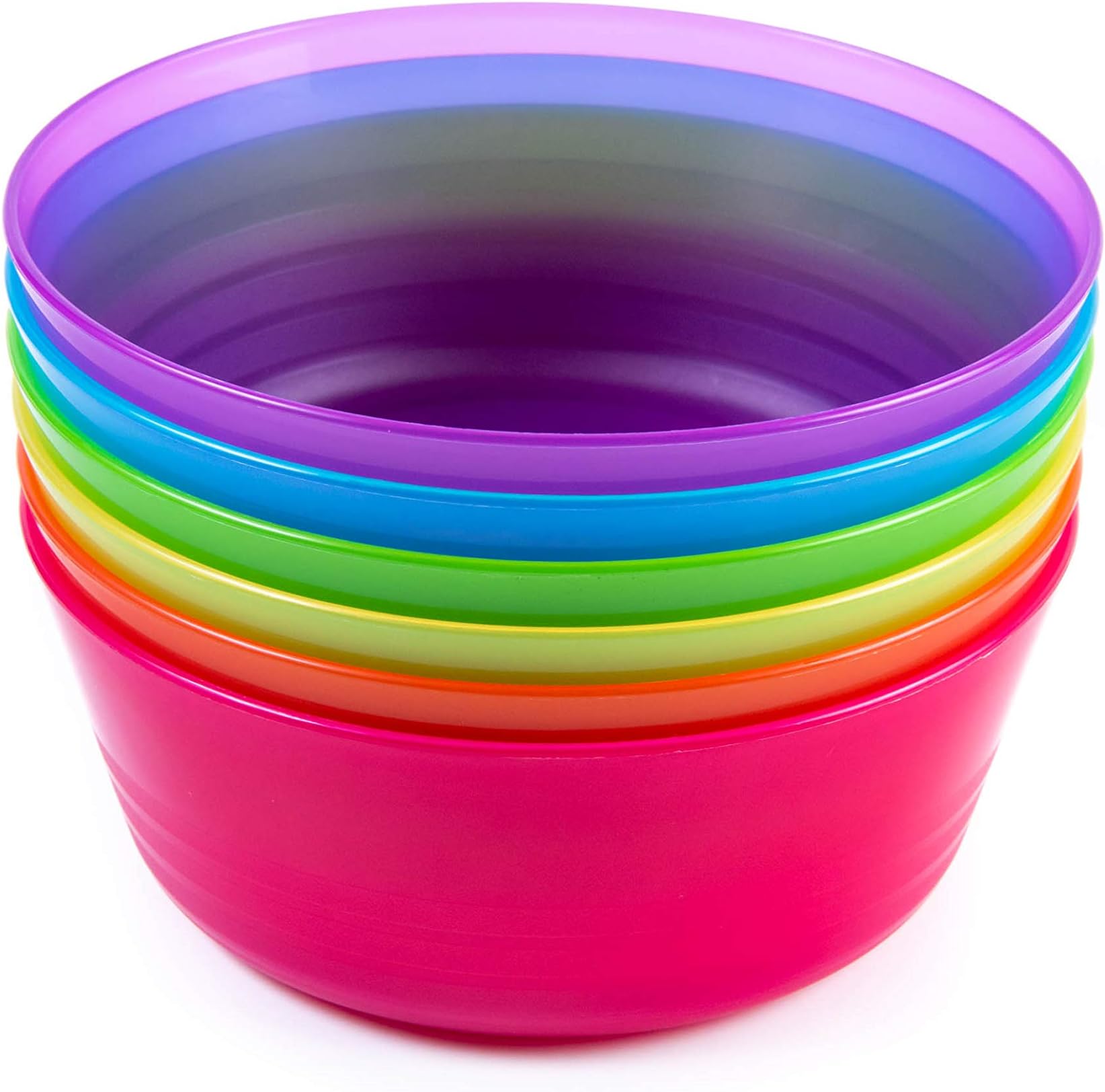 Kids Plastic Dinnerware Set of 6 Multi Color Bowls - Reusable, BPA-Free, Dishwasher Safe and Microwaveable