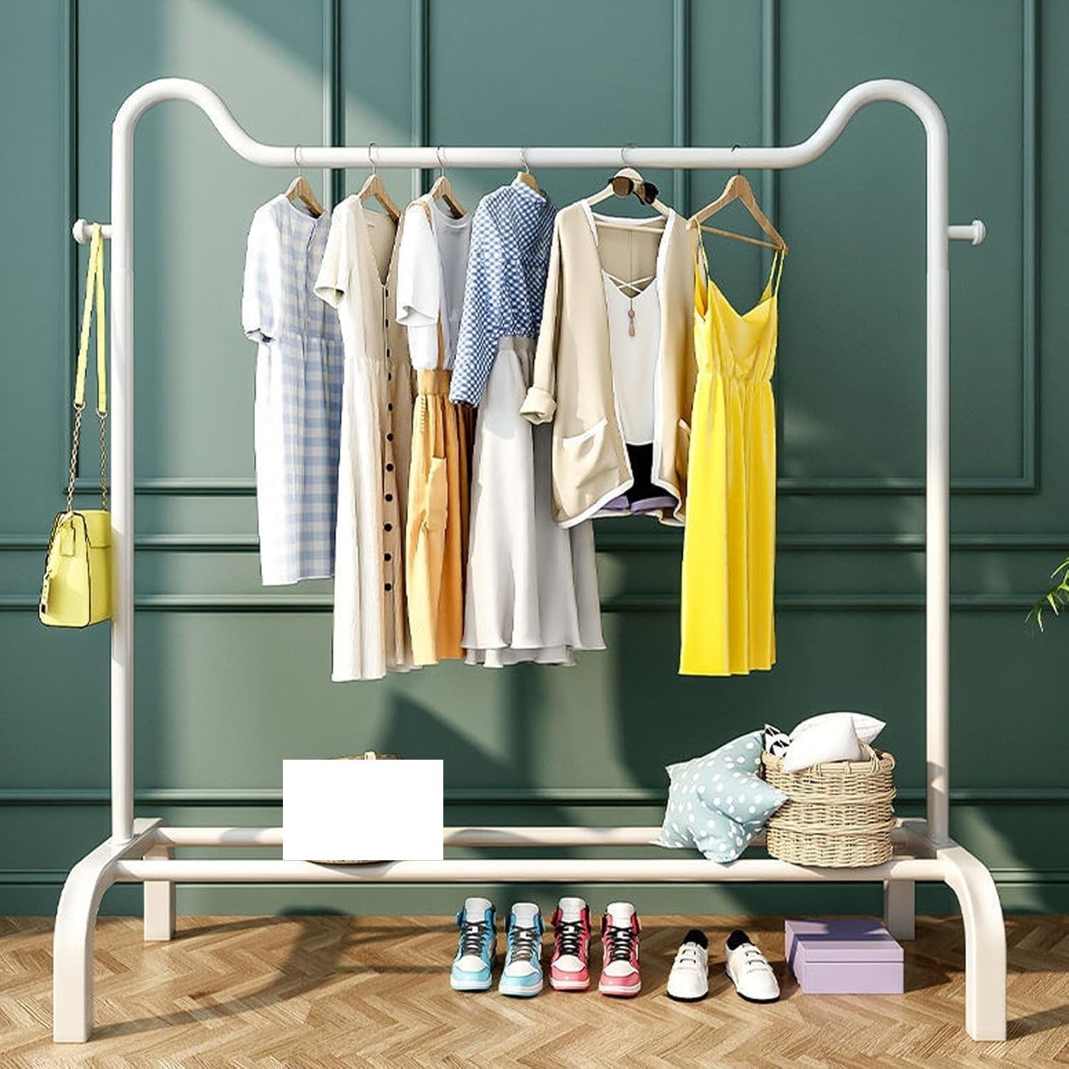 Garment Racks Single Tidy Rails Heavy Duty Metal Clothes Dryer Freestanding
