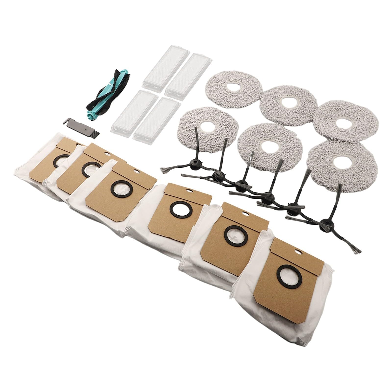 Whychstore Kit spazzola a rullo laterale e panno mocio, compatibile con robot aspirapolvere Cecotec Conga 11090, 16 pezzi di ricambio con filtri e sacchetti