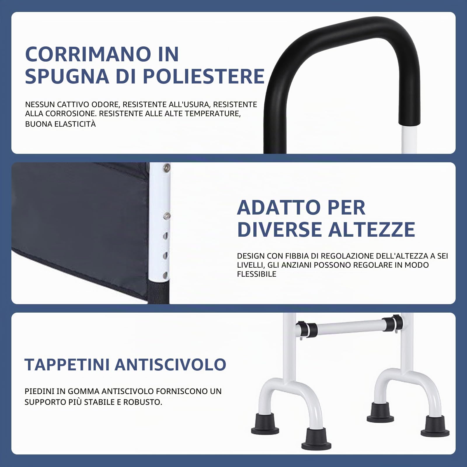Ausili Per Alzarsi Dal Letto - Supporto Regolabile In Altezza, Struttura Robusta Con Piedi Antiscivolo, Ideale Per Maggiore Sicurezza E Comfort Durante L'Ascesa