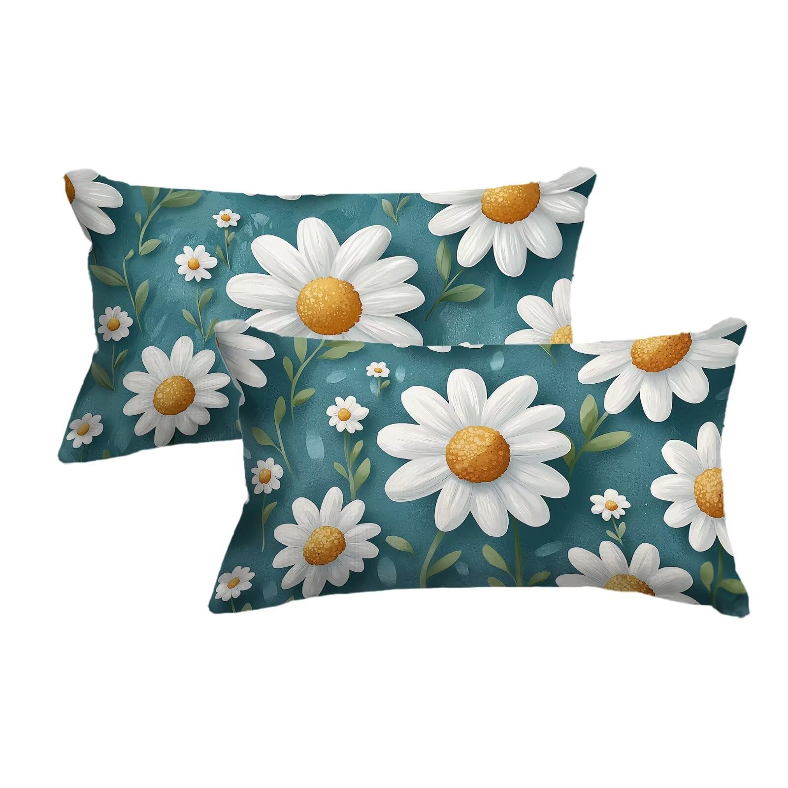 Taie oreiller 40x60 imperméable extérieur en lin à fleurs lot de 2