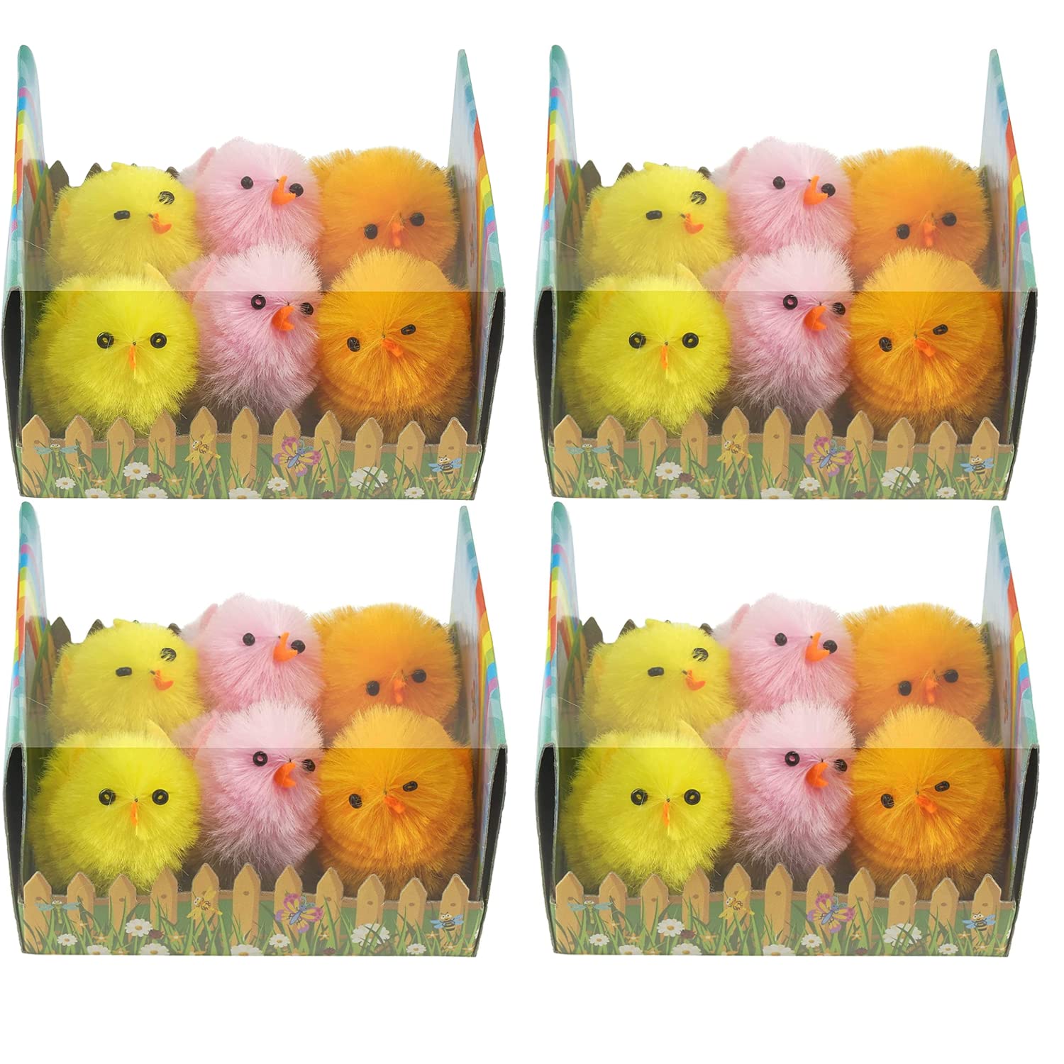 Tilz Easter Egg Hunt Easter Decorations Assorted Colours Chenille Easter Chicks Fluffy Chicks Easter - Easter Crafts For Kids Easter Gifts Easter Cake Decorations Easter Bonnet Decorations Kit