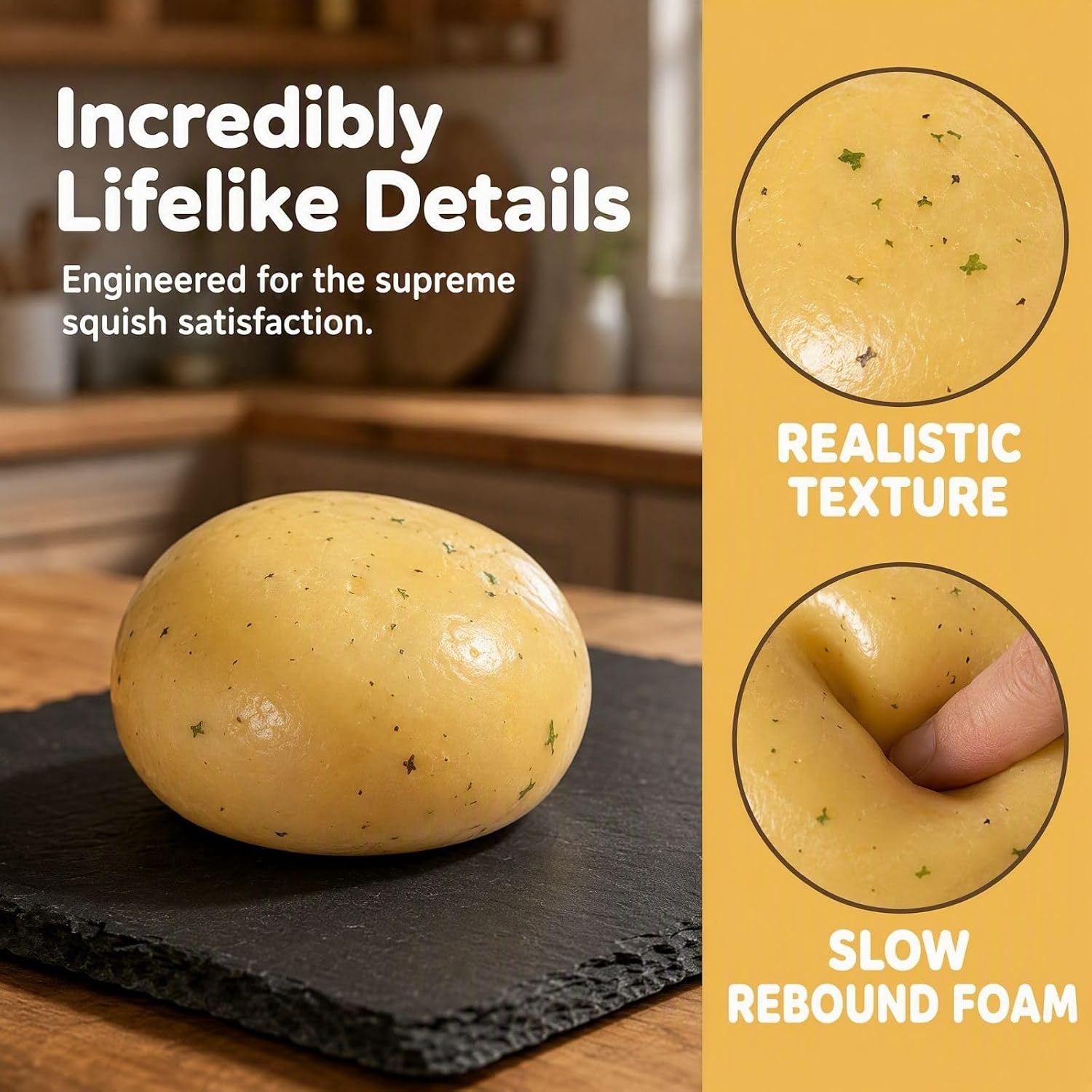 Potato Squishy Stress Ball, Realistic Food Fidget Toy image 3