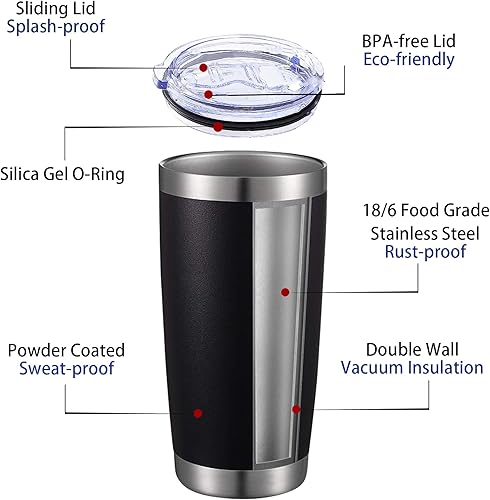 Miniatura 3 de LADY&HOME Juego de 7 vasos de novio y padrinos de boda con tapa y pajilla, vaso de acero inoxidable 20Z con aislamiento al vacío para propuesta de