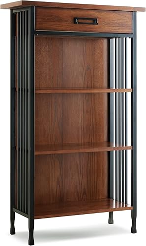 Miniatura 14 de Leick Home Finnick Estantería de metal mixto, madera, acero gris, 2 estantes, fácil montaje, estantería independiente para sala de estar u oficina,