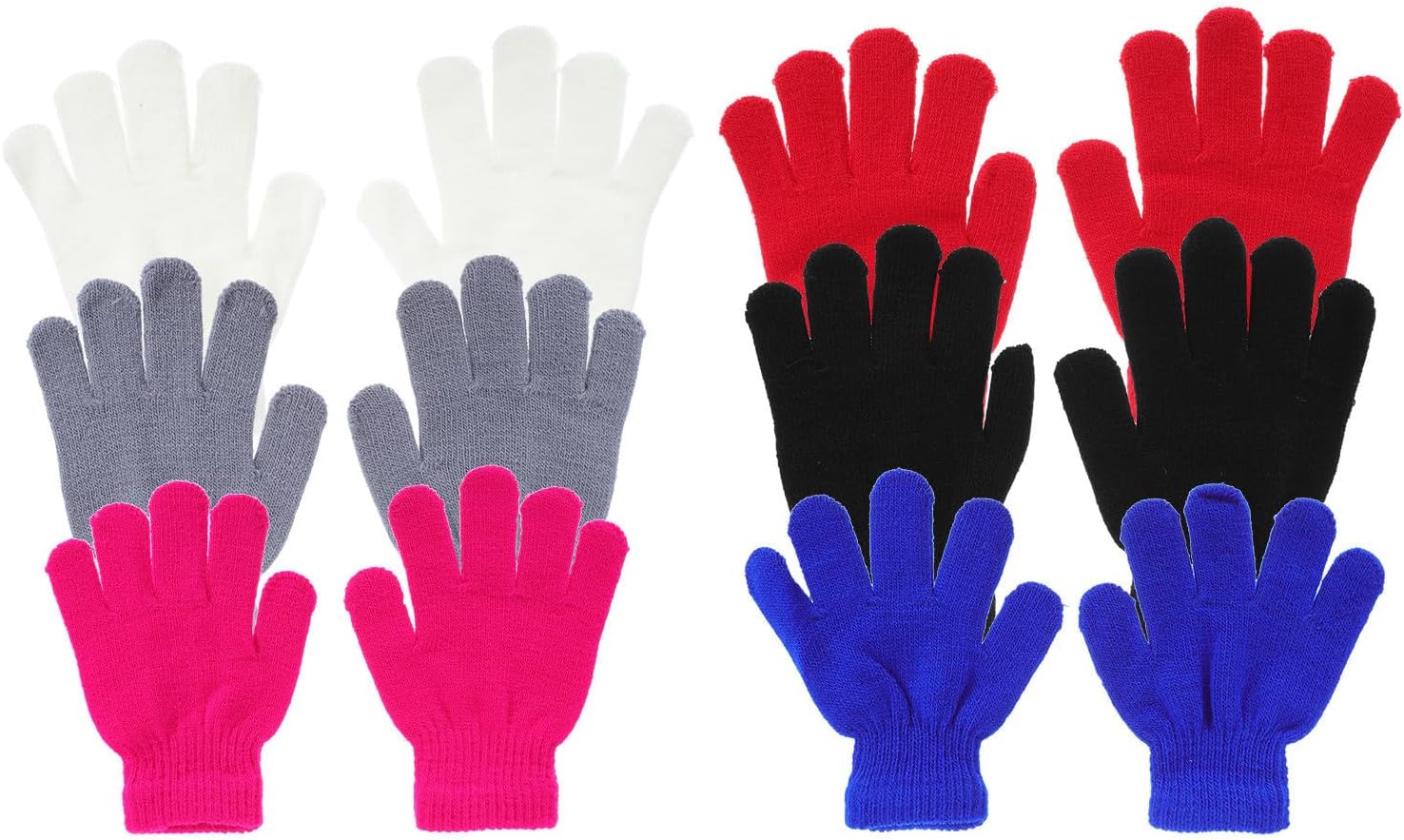 6 Pairs Outdoor Cold-proof Winter Gloves, Acrylic Yarn Full Finger Warm Gloves, Lightweight and Stylish Mittens Suitable for Indoor and Outdoor Use