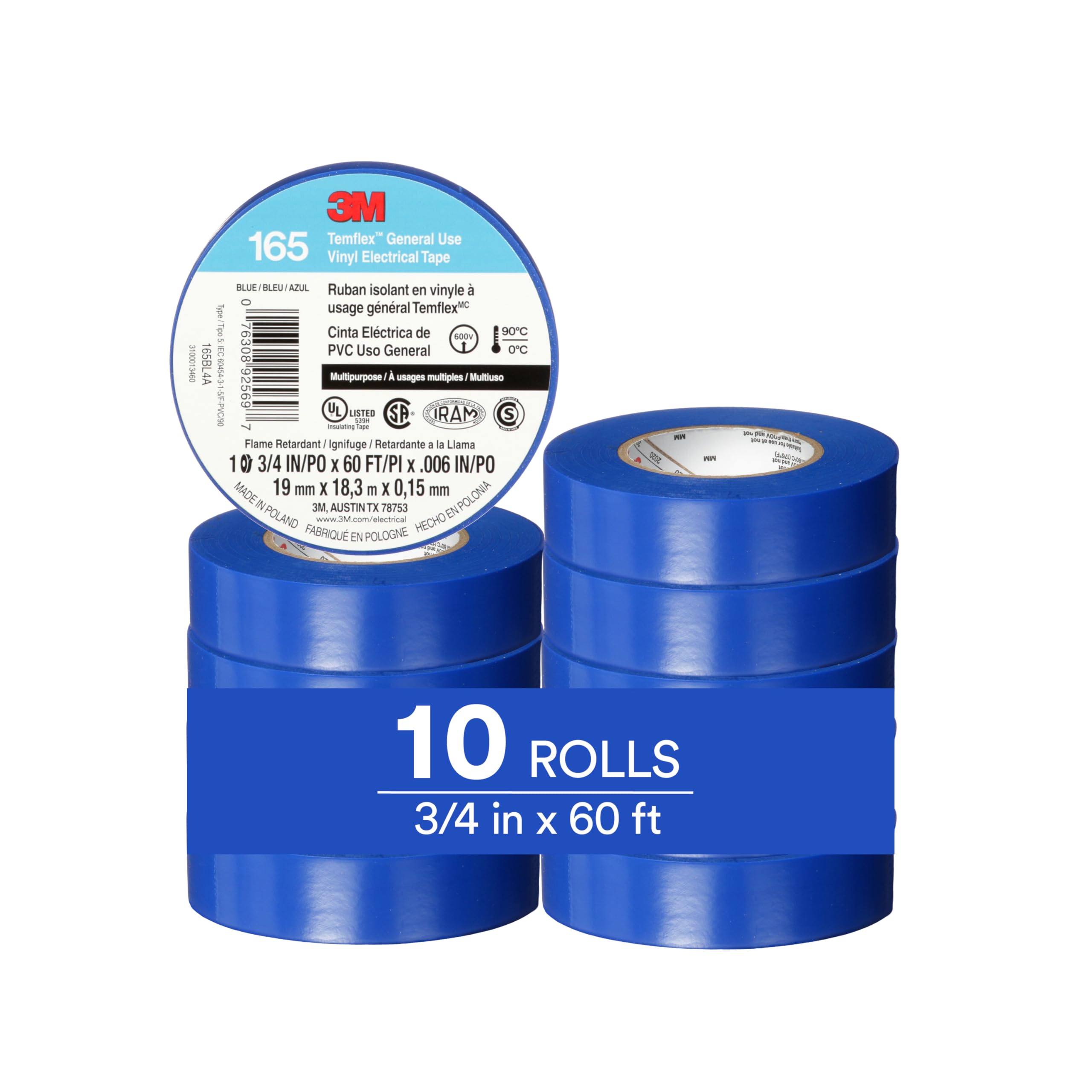 3M Electrical Tape - 10 Rolls, Black -24