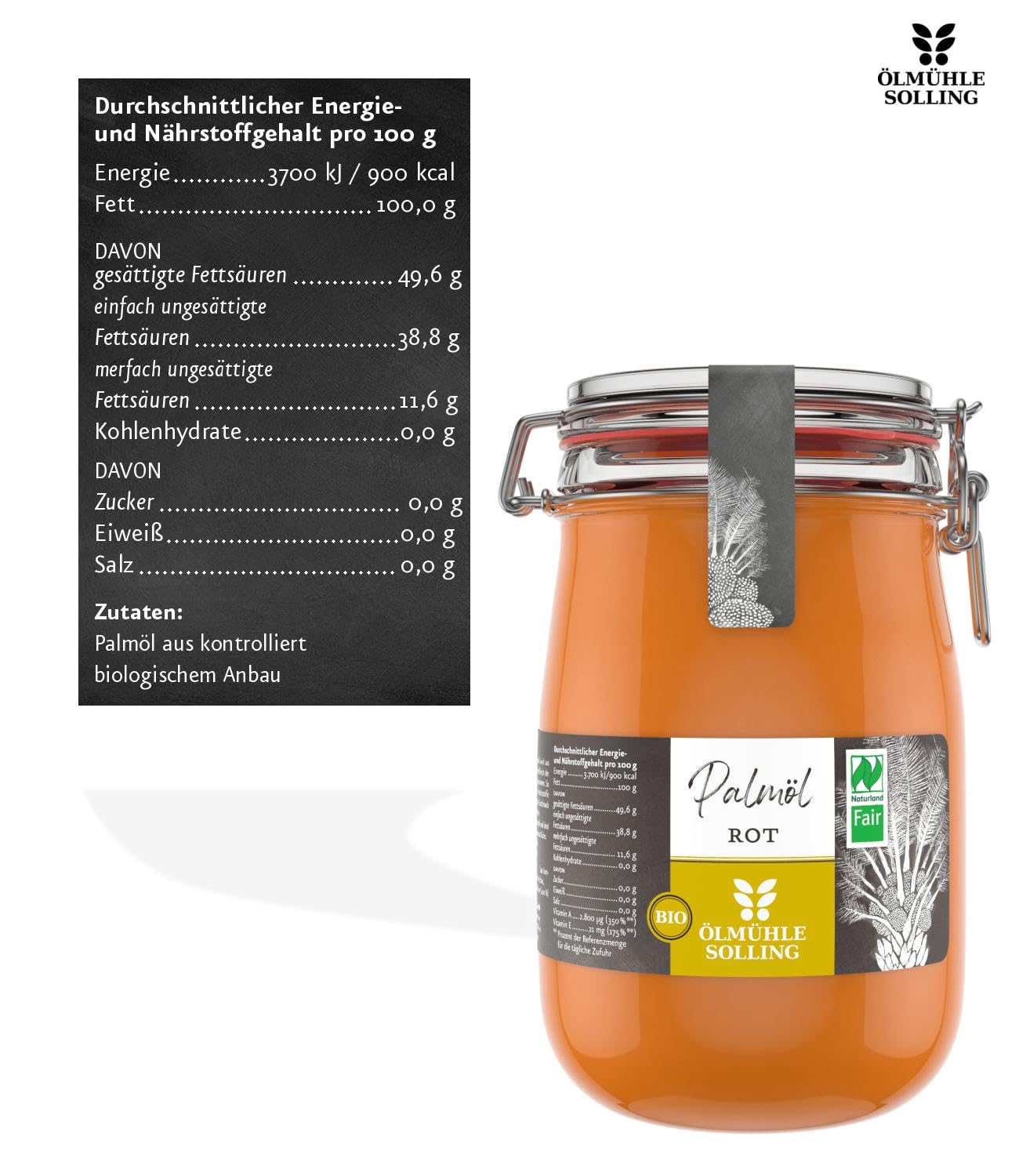 Oliera Solling Bio olio di palma in vetro, 1000 ml