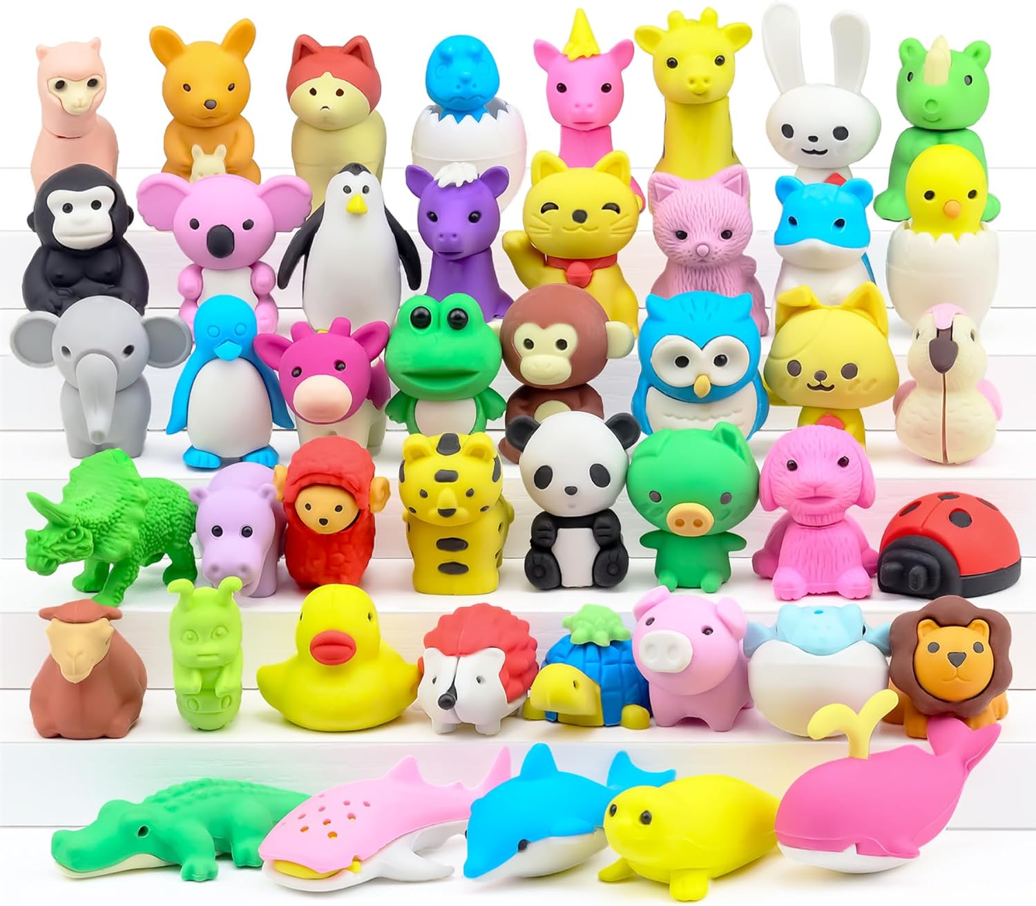 Erasers for Kids, 35 Pcs Animal Pencil Erasers Bulk, Puzzle Eraser for Classroom Prizes and School Supplies