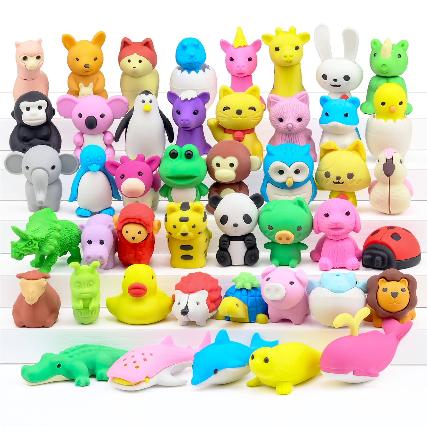 GOMIMEOR Erasers for Kids, Animal Erasers, Puzzle Pencil Eraser, 45 Pcs, Random