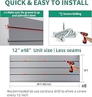 Vista 3 de Slat Wall Paneling Garage Slat Wall Storage Systems Grey Slatwall Panels 4'x8' Power Tool Organizer Wall Mount, PVC Garage Storage & Organization