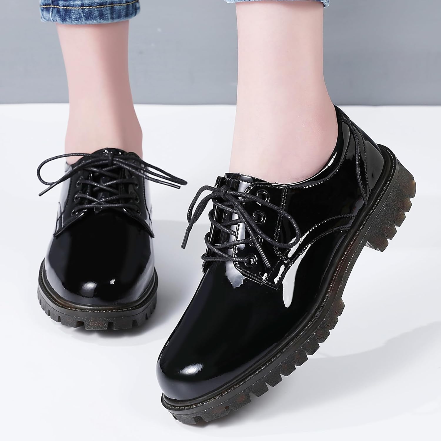 XMM Oxford Shoes for Women Lace up Flats Women's Oxfords Saddle Non-Slip Work Office Comfortable Dress Business Casual Dressy Shoes - Image 3