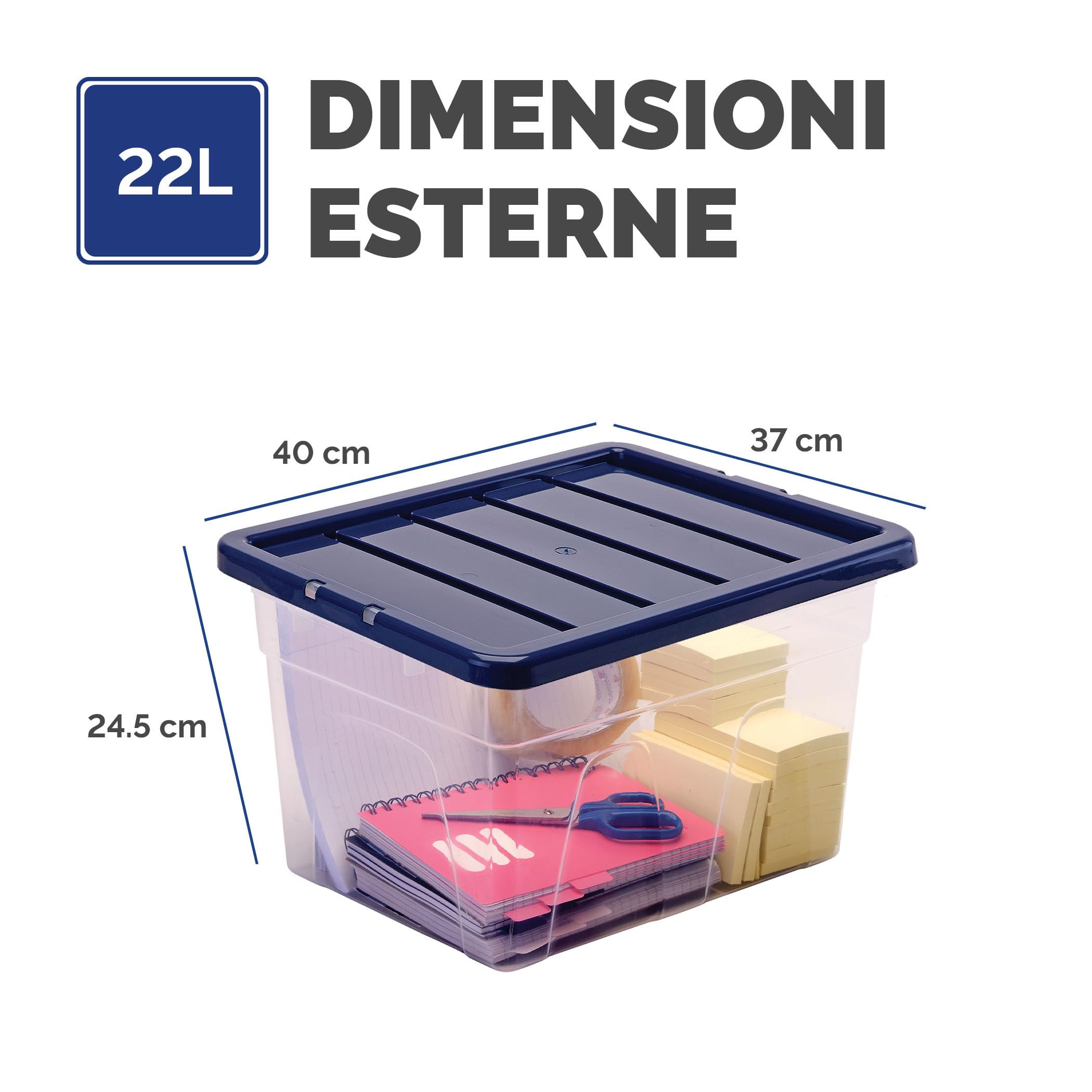 Bankers Box 22L scatole in plastica in confezione da 3, BPA-Free, con coperchi riciclati al 100%, impilabili, coperchio anti polvere, 24,5x32x40cm, ideali per organizzare la casa e l'ufficio