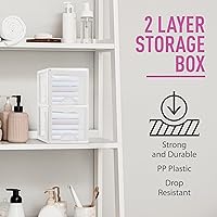 Vista 5 de Plastic Small 2-Drawer Storage Organizer, Slim Narrow, White/Clear Crafts Drawers Storage Organizer (13"H x 10"D x 7"W)