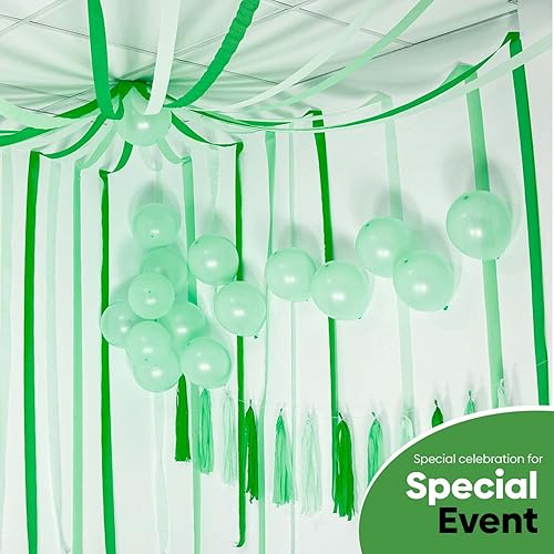 Vista 177 de 8 rollos de serpentinas moradas, paquete de 656 pies de papel crepé morado con blanco para decoraciones de fiestas, decoraciones de cumpleaños