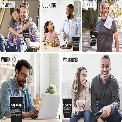 Miniatura 6 de Yipaidel Nana Definition - Vaso de acero inoxidable de 20 onzas con aislamiento al vacío, taza de agua de doble pared para el hogar, oficina, cocina