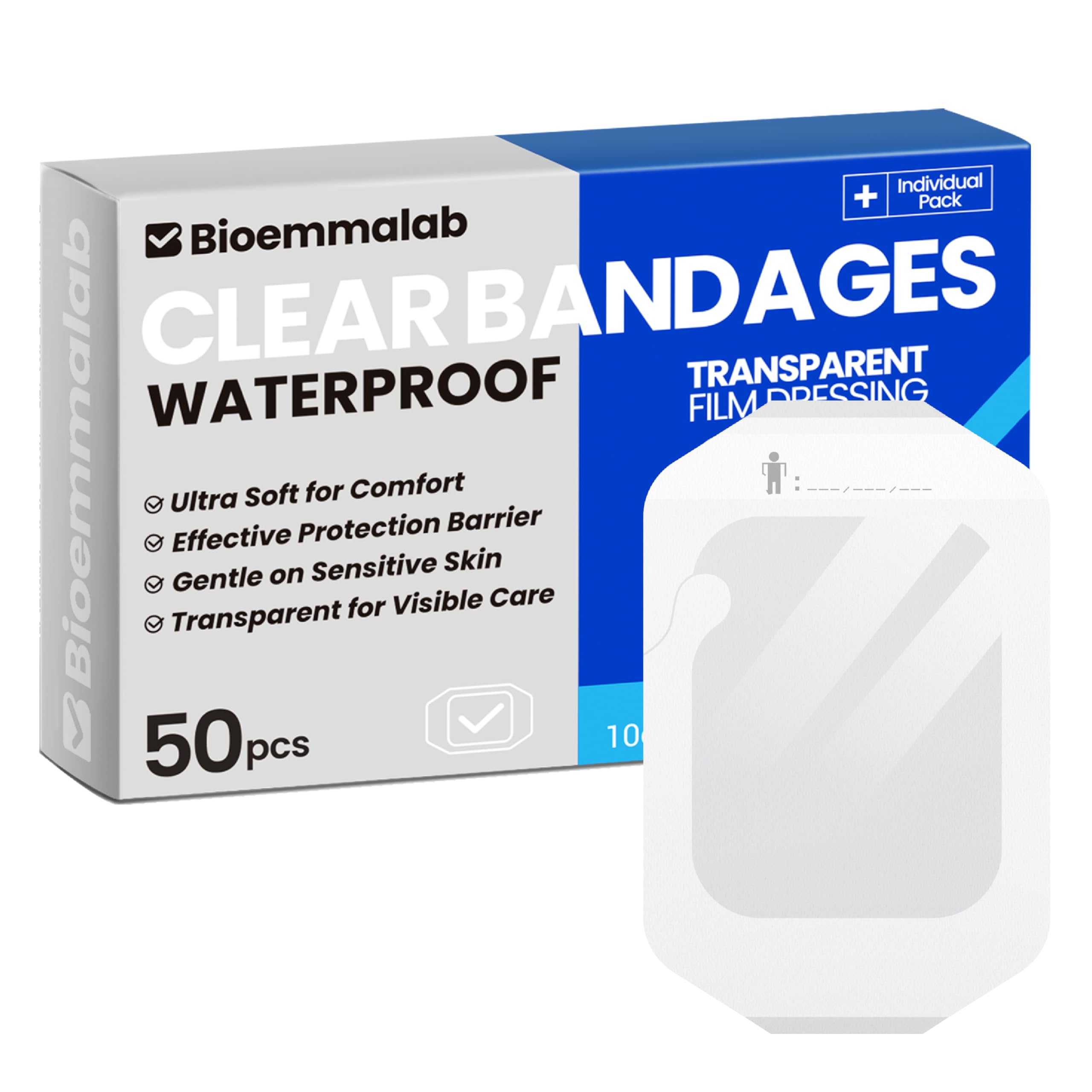 Large Waterproof Bandages Clear Dressings Tattoo Tape Sensitive Skin Wounds Care, Transparent Film Dressing Adhesive Occlusive Patch for Post Surgical