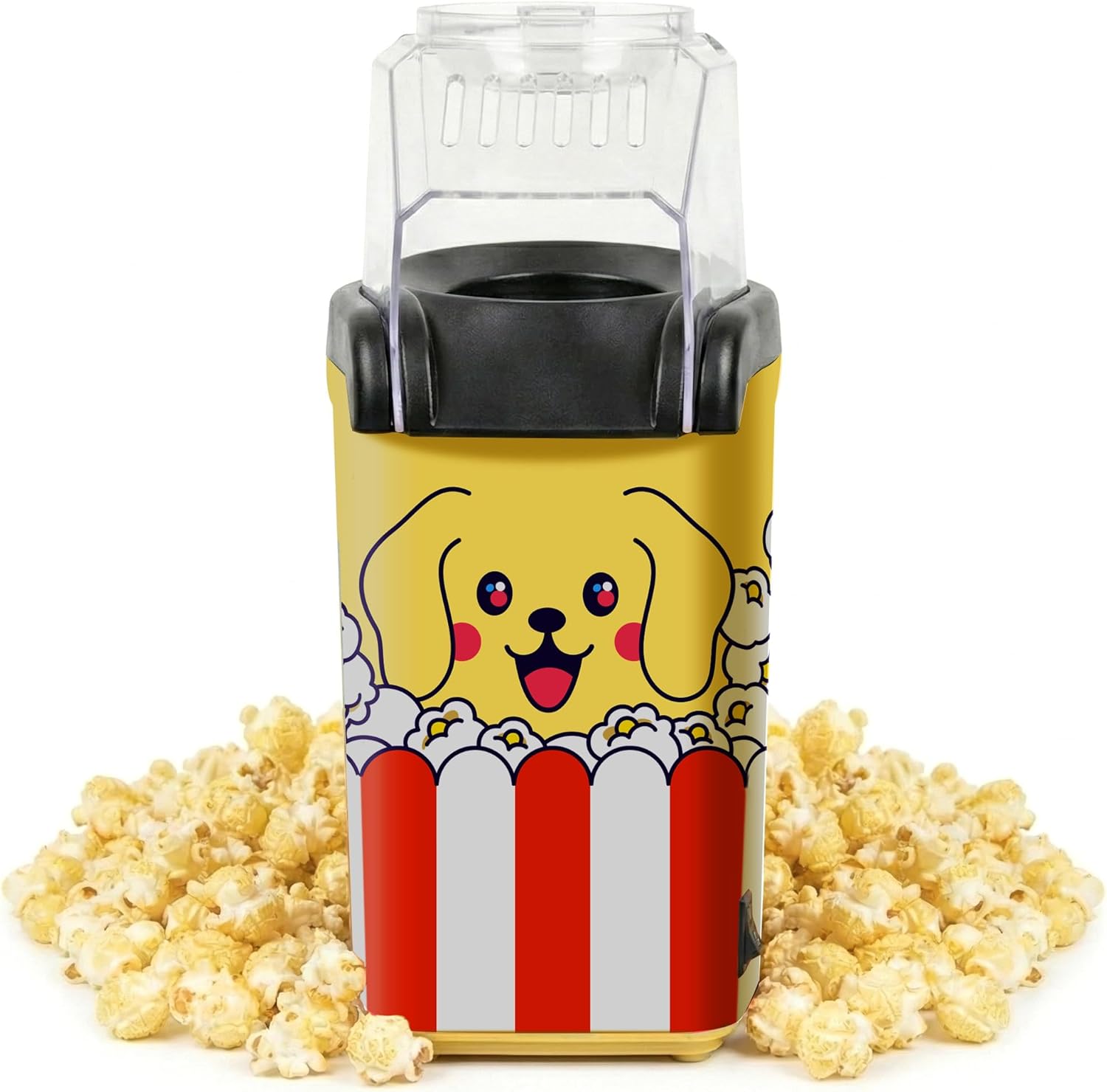 Fun Popcorn Machine Air Popper – Hot Popcorn Maker Air Popper Electric with Butter Melting Tray – Mini Electric Maker - Dog Mom Gifts For Women, Home, Kids Movie Night - Oil Free Snacks