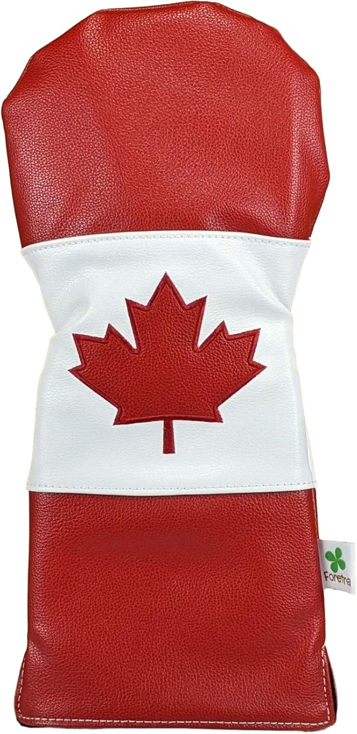 Foretra Driver Headcover Golf Club Covers Blade Mallet Putter Cover Alignment Stick Holder Hybrid Fairway Wood Head Cover Canada Flag Style Novelty Golf Accessories for Most Brands