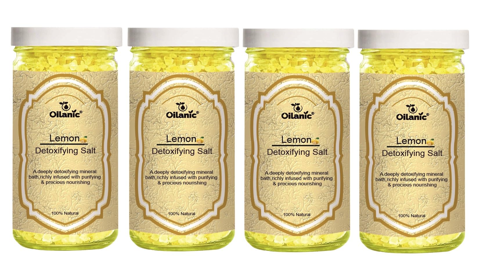 Oilanic Lemon Detox Bath Salt for Skin Glow and Relaxation (Pack of 4, Each 200 grams)|Natural Exfoliating Body Soak Hydrating & Refreshing Spa Salt for Soft & Smooth Skin Deep Cleansing Bath Salt-image-20