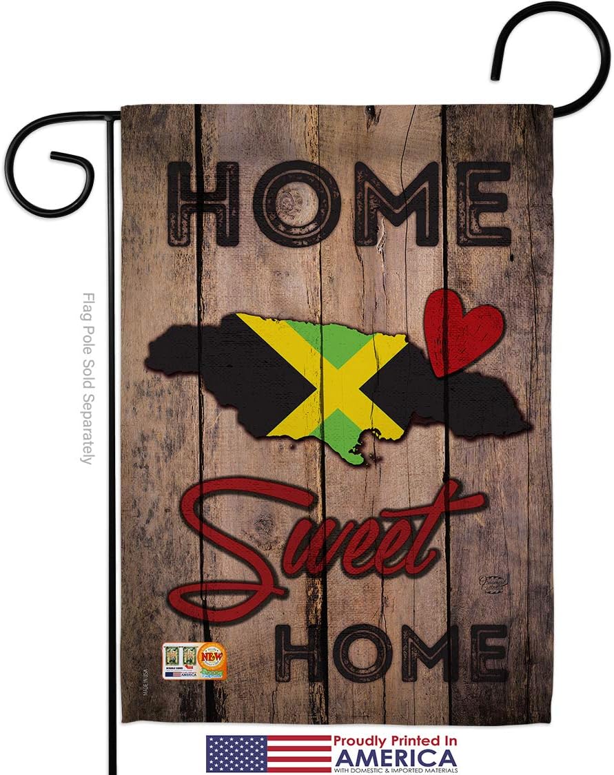 Country Jamaican Hogar Dulce Garden Flag Set with Stand Regional Nationality Nation International World Particular Area Small Decorative Gift Yard House Banner Made In USA 13 X 18.5
