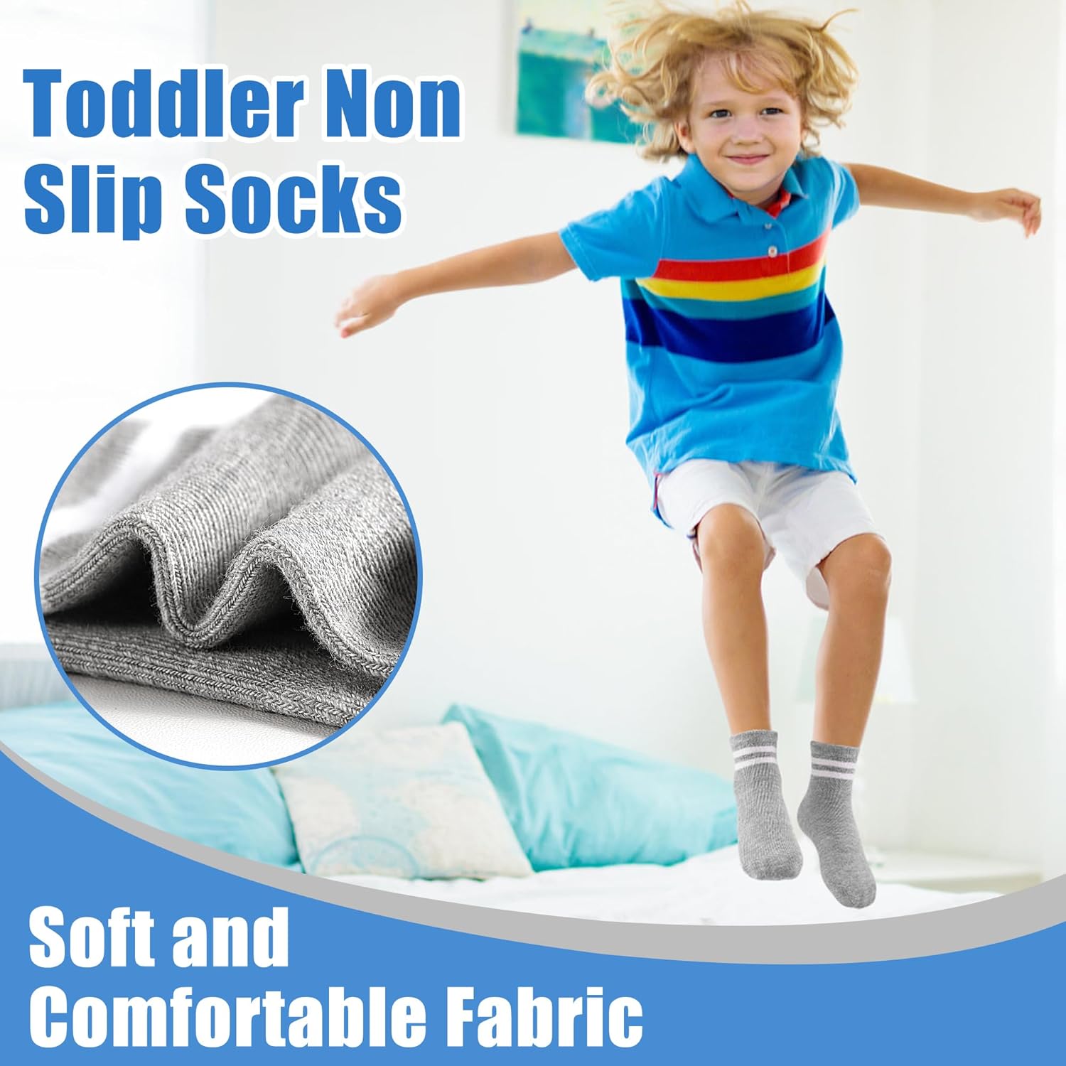 Toddler Non Slip Socks 15 Pairs, Boys Girls Grip Socks with Grippers for 1-10 Years Kids Anti Skid Sock - Image 4