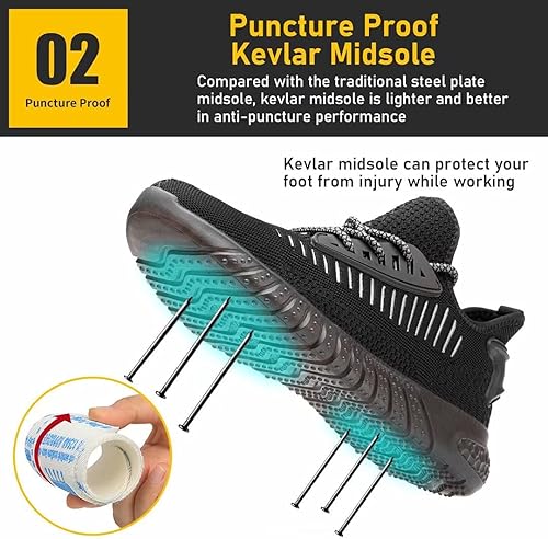 Miniatura 3 de Furuian Steel Toe Shoes for Men Comfortable Safety Shoes Non Slip Steel Toe Sneakers Warehouse Industry Contstruction Mens Work Shoes