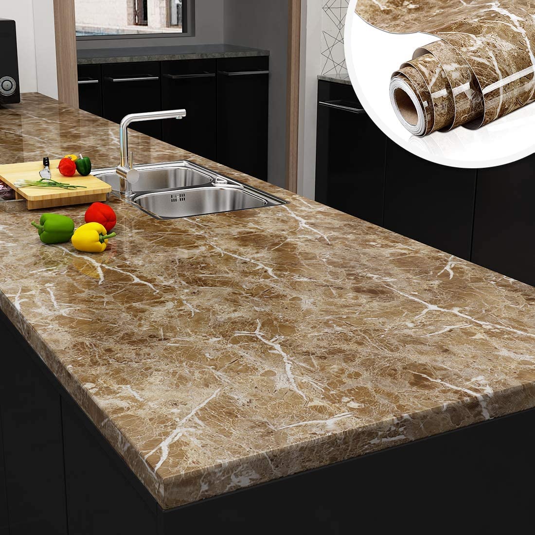 SIA VENDORS Brown Marble Contact Paper for Countertops aux Waterproof Wallpaper for Cabinets Counter Table Paper (24 X 60 Inch) (B0B21B7MVP) Amazon Price History, Amazon Price Tracker