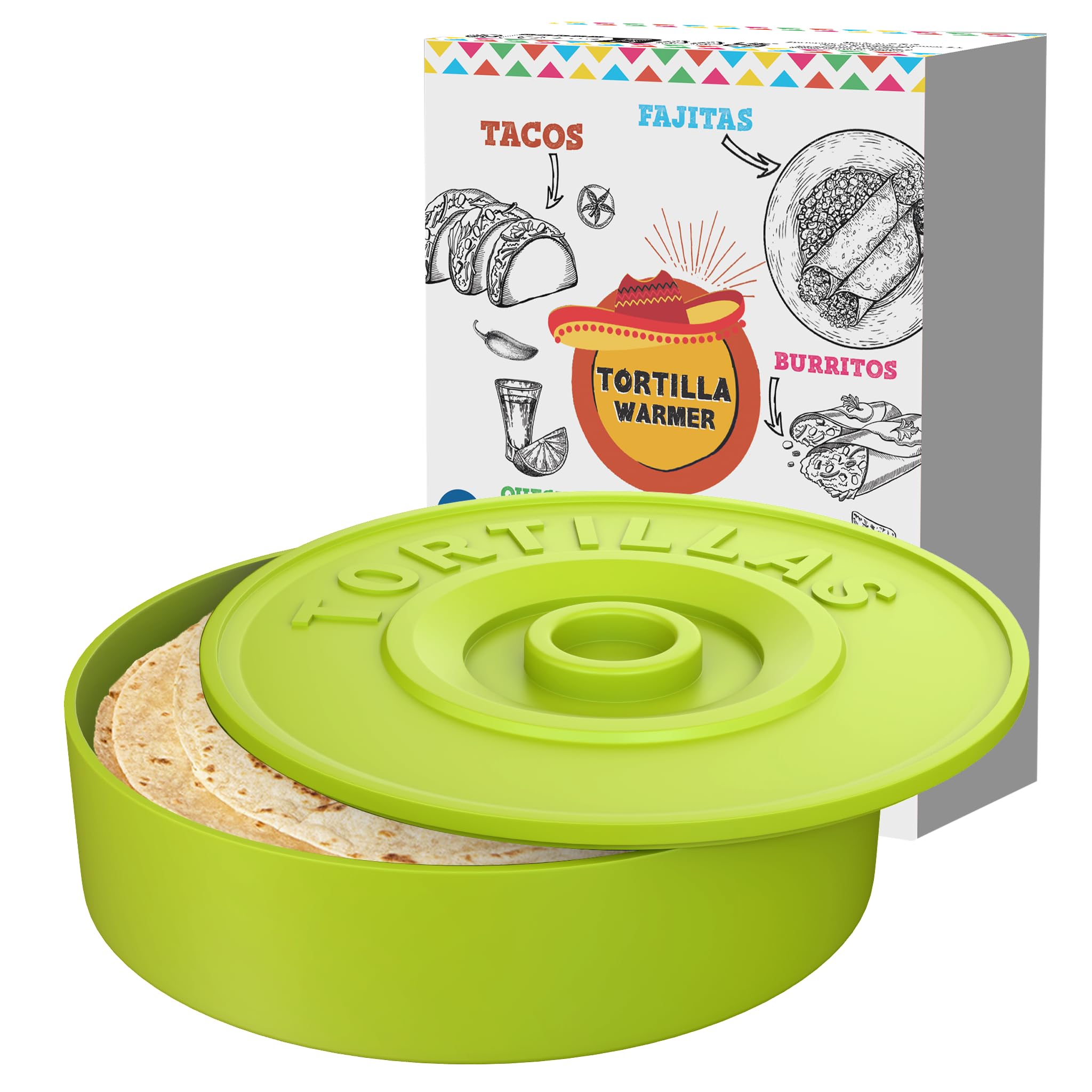A TODA LECHE Mexican Tortilla Warmer - Tortilla Holder for Keeping Tortillas Warm - Tortilla Keeper for Taco Tuesday - Fajita Set - Burritos - Mexican Tacos - 8,5 inch