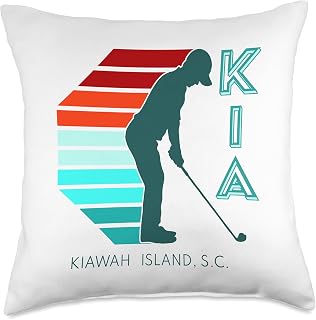 South Carolina Golfing Pro Retro Beach Kiawah Island Golf Throw Pillow