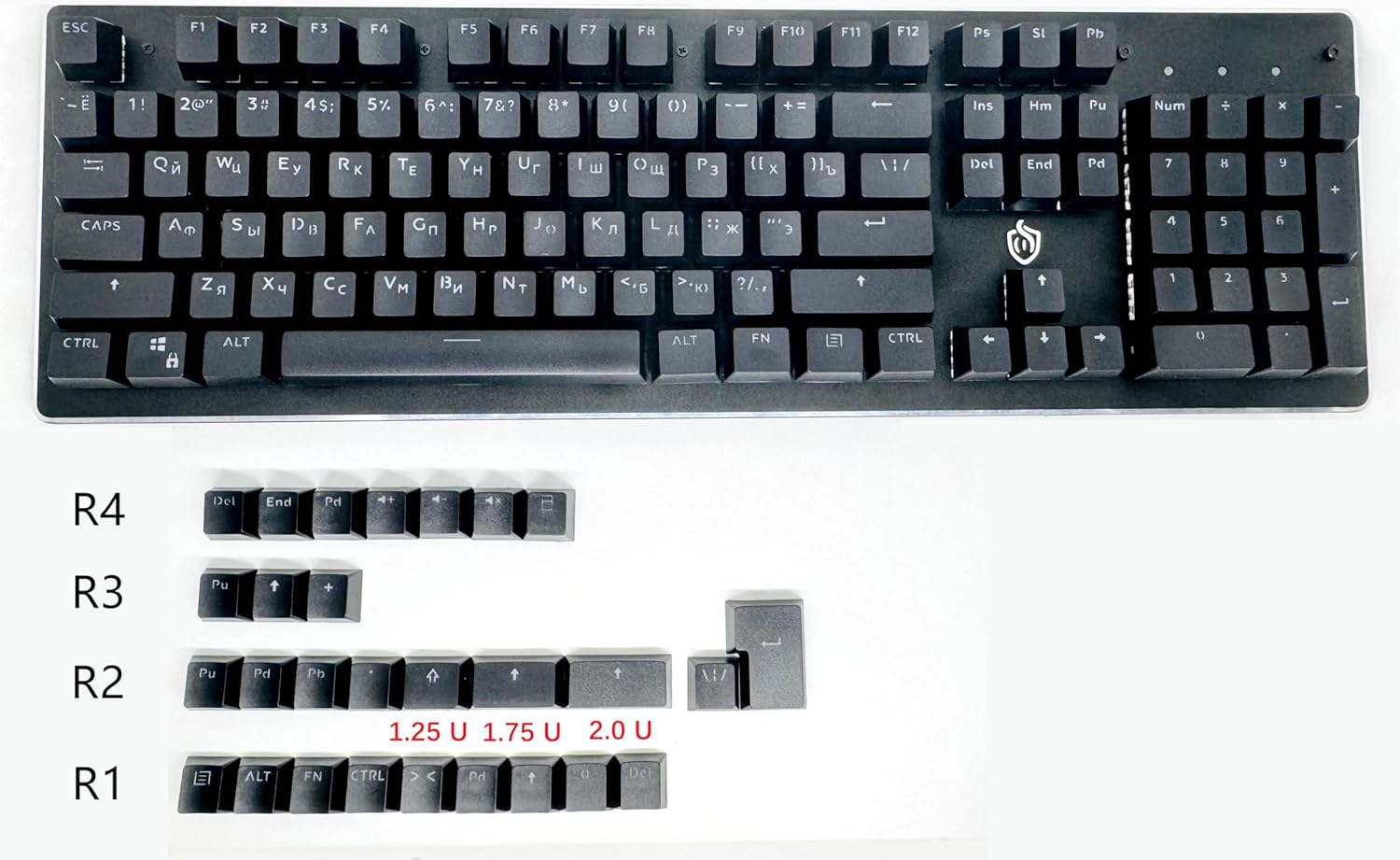 132 Keys Russian Backlit Keycaps OEM Profile Keycap Gamer Officer DIY for MX Mechanical Keyboard Removable Keycaps Set for 61 87 104 Full Size Mechanical Gaming Keyboard (Keycap Only) (Black)