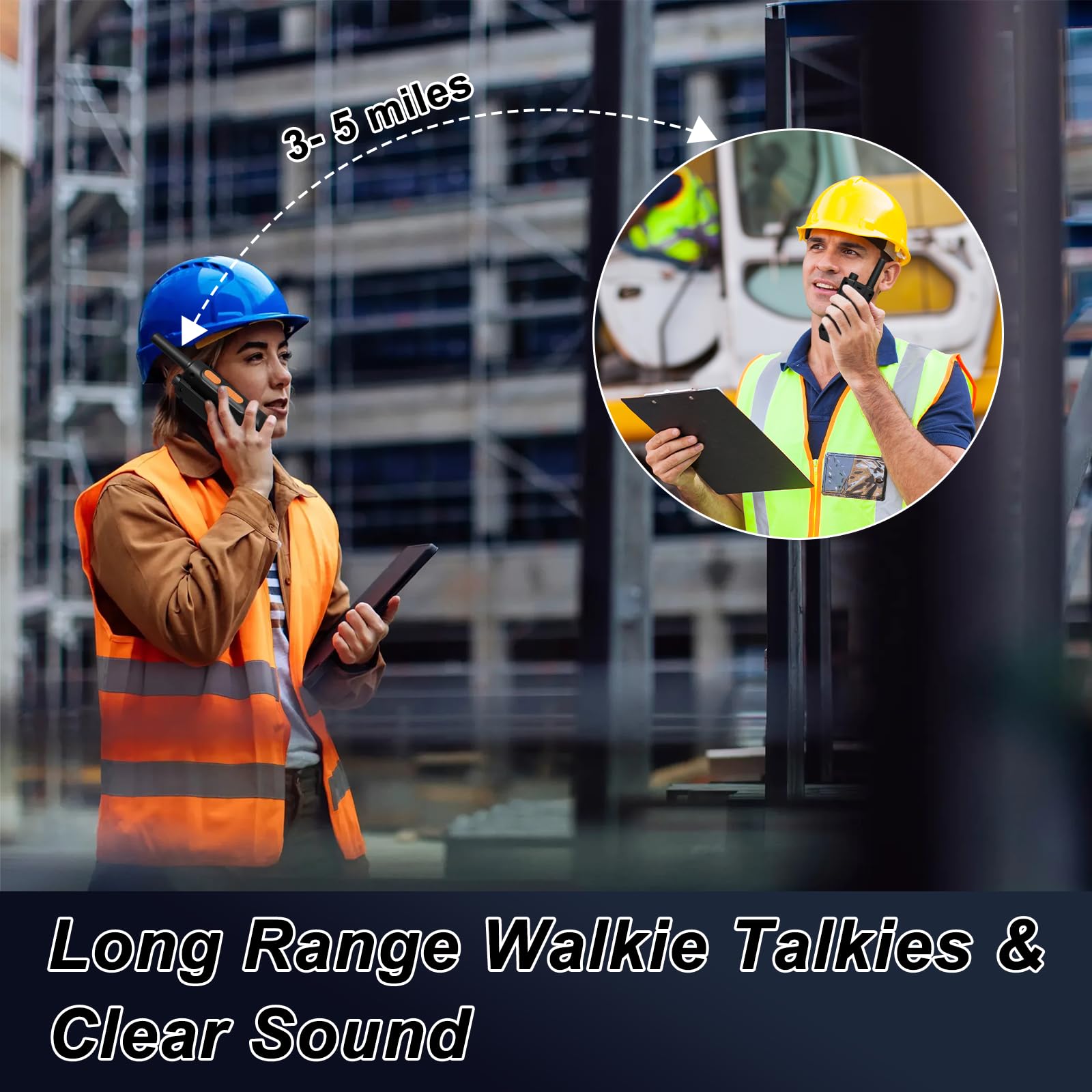 Walkie Talkies for Adults, 2 Pack Rechargeable Walkie Talkies Long Range Two Way Radios with 16 FRS Channels, 1500mAh Battery for Camping, Hiking and Cruises - 5