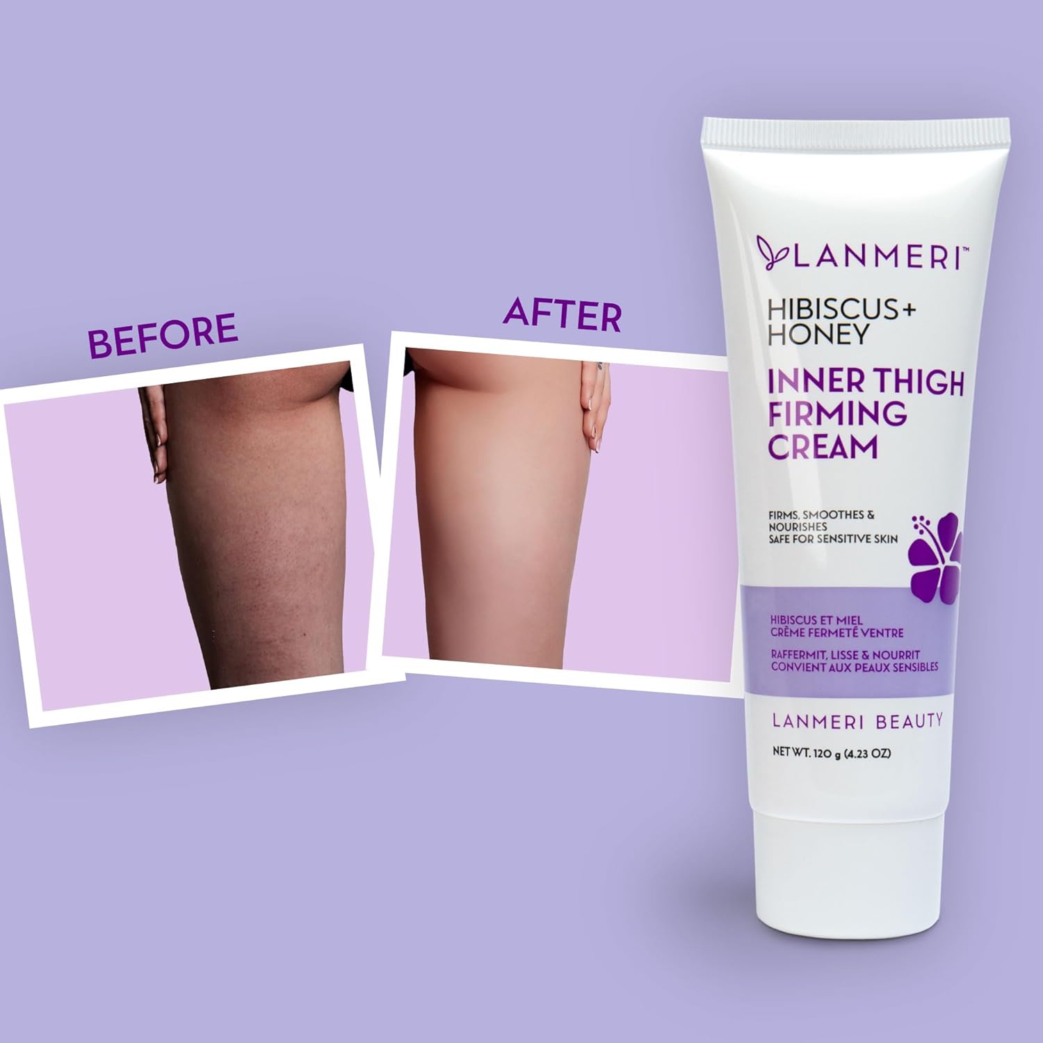Inner Thigh Firming Cream, Hibiscus and Honey Firming Cream, Cellulite Cream for Thighs, Skin Tightening Cream, Firms, Smoothes & Nourishes, for Women and Men, 4.23 Oz