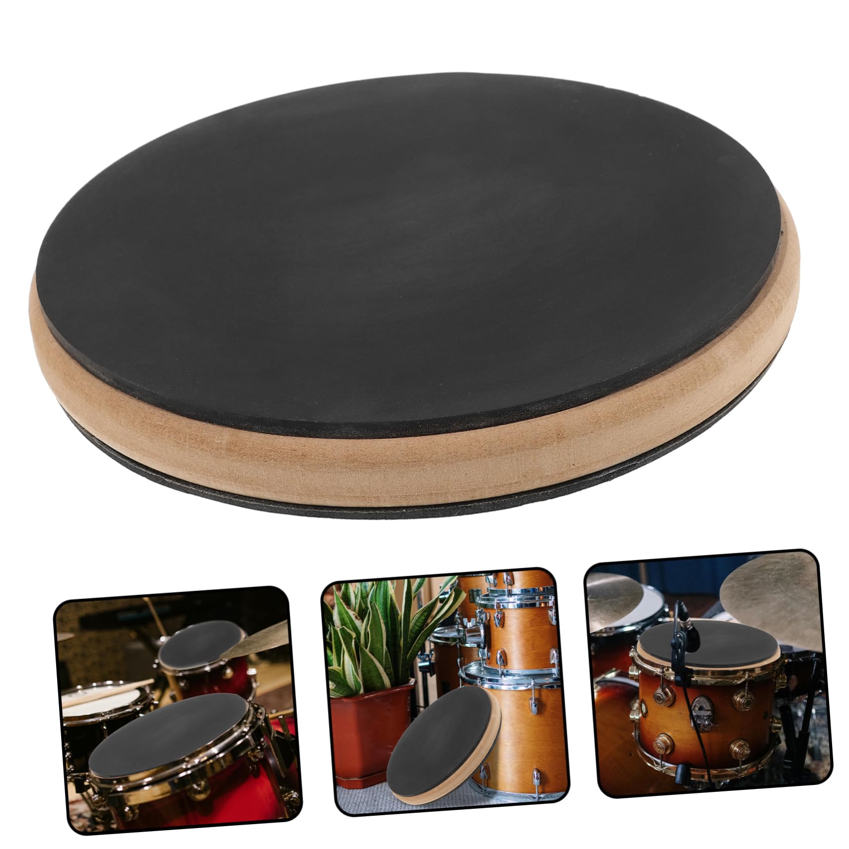 Pad de Práctica de Caja Negro de Goma para Percusión y Platillo | Madera, Reduce Armónicos y Amortigua, Accesorio para Práctica, Formato Compacto