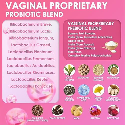 Miniatura 3 de Probióticos vaginales para humectante vaginal, pH, olor, flora, hormonas, comodidad, estado de ánimo y relajación, humedad vaginal 30 en 1 más con