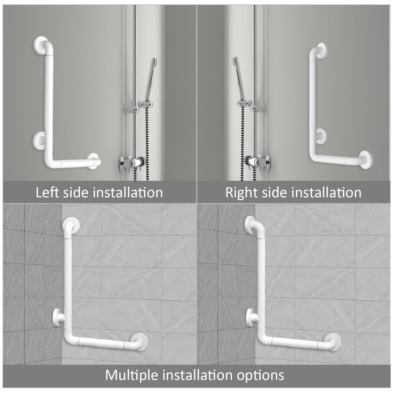 Maniglione Bagno Disabili, Maniglia Doccia Anziani, Maniglione in Acciaio Inox a forma di L, per Anziani e Disabili 40x60cm