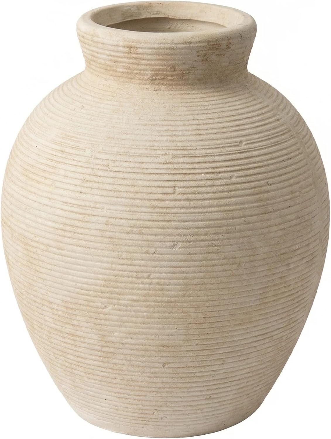 Retro Ceramic Vase, 7.5 Inch Farmhouse Rustic Pot, Vintage Table Centerpiece for Living Room, Dining Room Office Desk Bookshelf & Fireplace Decor