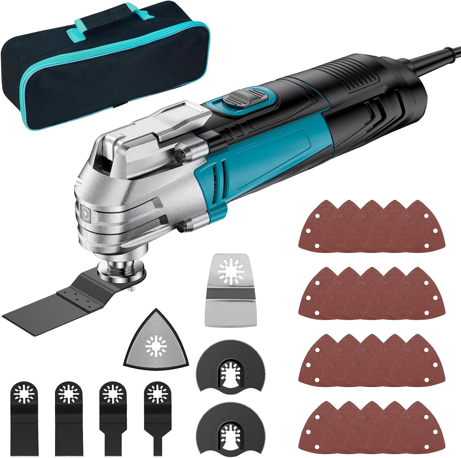 Multiherramienta Oscilante con 23 Accesorios, 300W Herramienta Multifunción con 10000-22000 RPM 6 Velocidades Variables,Ángulo de Oscilación...