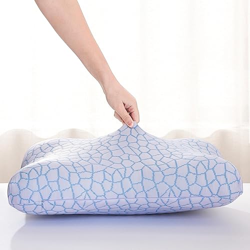Miniatura 8 de Almohada de espuma viscoelástica para aliviar el dolor de cuello y soporte cervical, almohada de contorno refrescante tamaño Queen con doble altura,