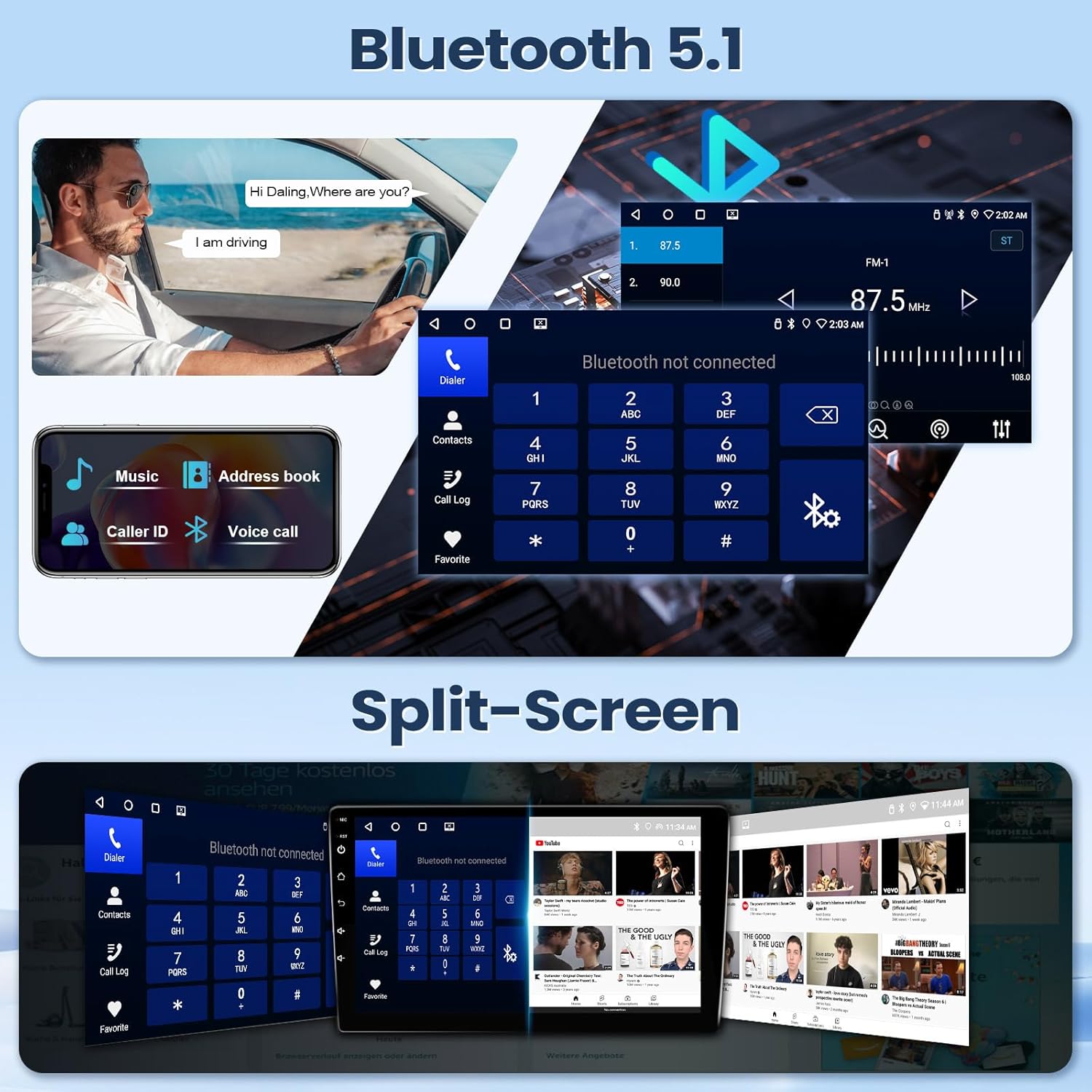Bluetooth 5.1 and Split-Screen Function